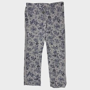 Lucky Brand Small Gray Purple Floral Drawstring Pants Polyester Spandex